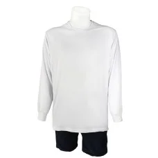 Sıfır Yaka Beyaz T-Shirt Uzun Kol Open-End Supreme