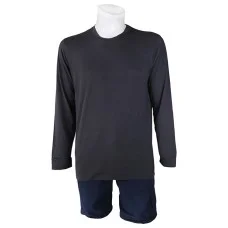 Sıfır Yaka Füme T-Shirt Yanlar Dikişli İnce Biye Yaka