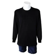 Sıfır Yaka Siyah T-Shirt Uzun Kol Open-End Supreme