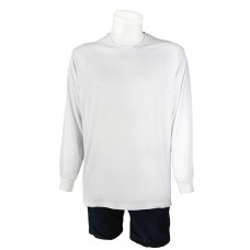 Sıfır Yaka Beyaz T-Shirt Uzun Kol Open-End Supreme