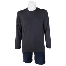 Sıfır Yaka Füme T-Shirt Yanlar Dikişli İnce Biye Yaka