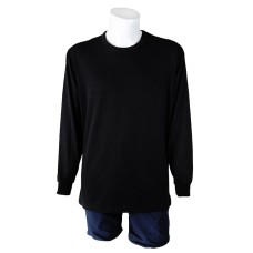 Sıfır Yaka Siyah T-Shirt Uzun Kol Open-End Supreme