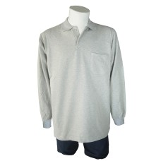 İki İplik Polo Yaka Gri T-Shirt Sweat Uni