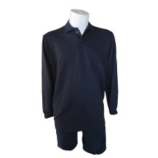 İki İplik Polo Yaka Lacivert T-Shirt Sweat Uni