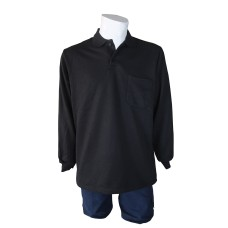 İki İplik Polo Yaka Siyah T-Shirt Sweat Uni