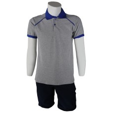 Polo Yaka Gri Saks T-Shirt Kelebek Model Lacoste