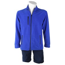 Üç Fermuarlı Saks Polar Ceket